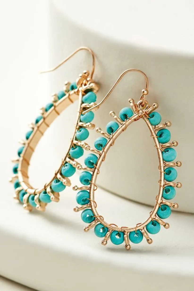 Soft Surroundings Alea Beaded Hoop Earrings Turquoise Outlet