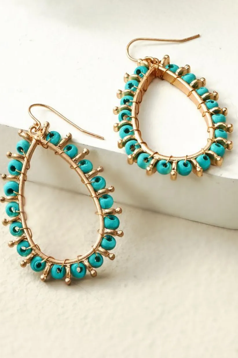 Soft Surroundings Alea Beaded Hoop Earrings Turquoise Outlet