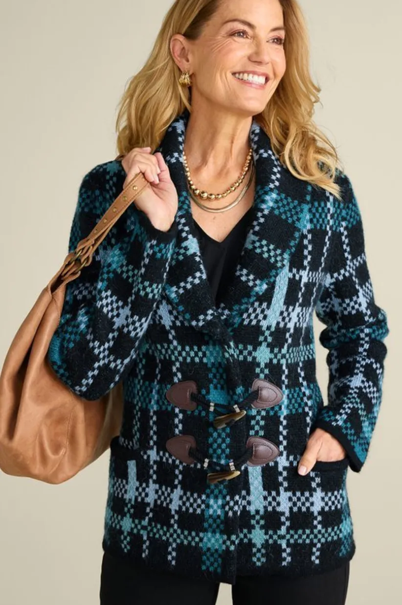 Soft Surroundings Alpine Plaid Sweater Coat NaturallyFallPlaid Clearance