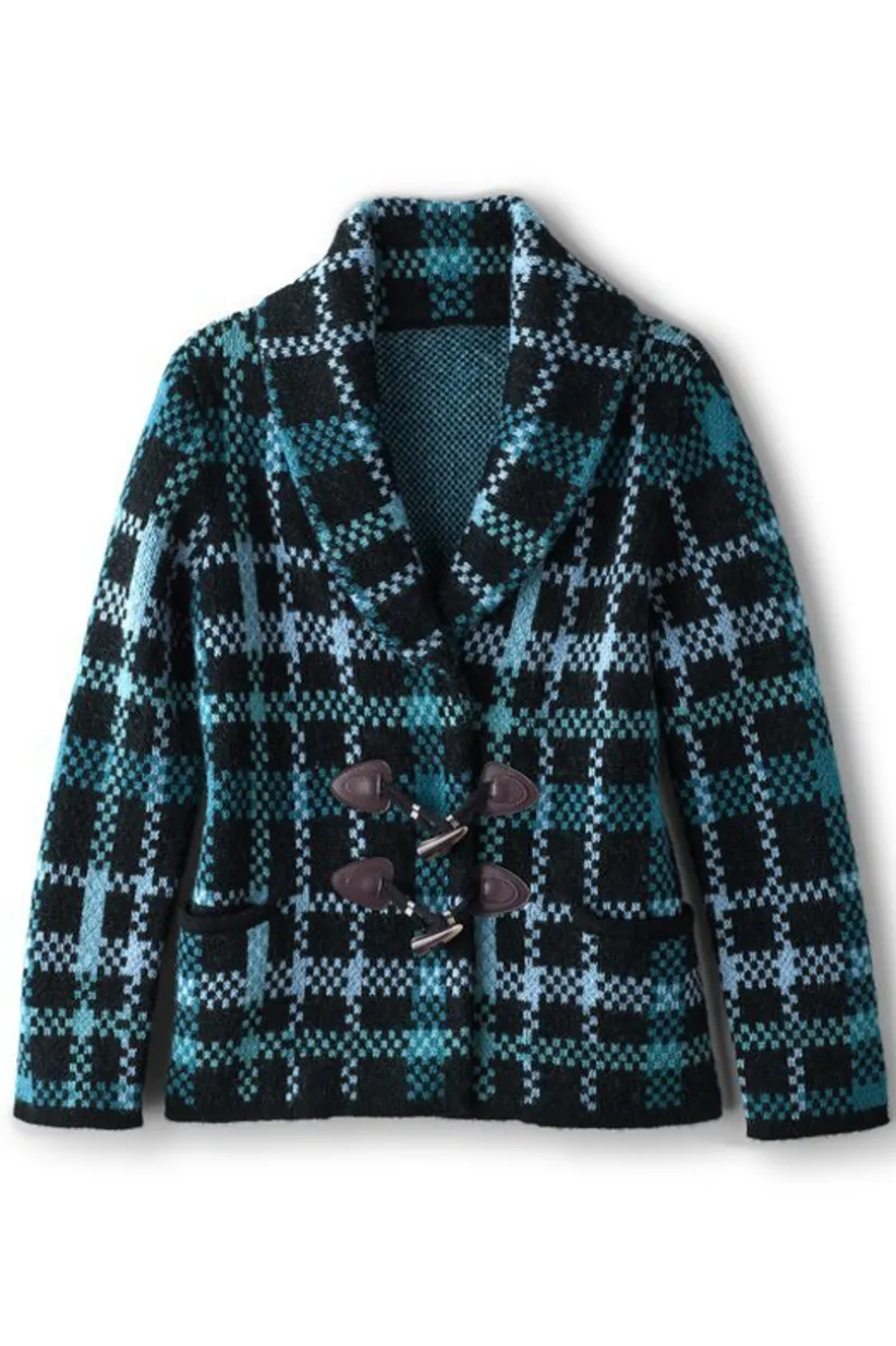 Soft Surroundings Alpine Plaid Sweater Coat NaturallyFallPlaid Clearance