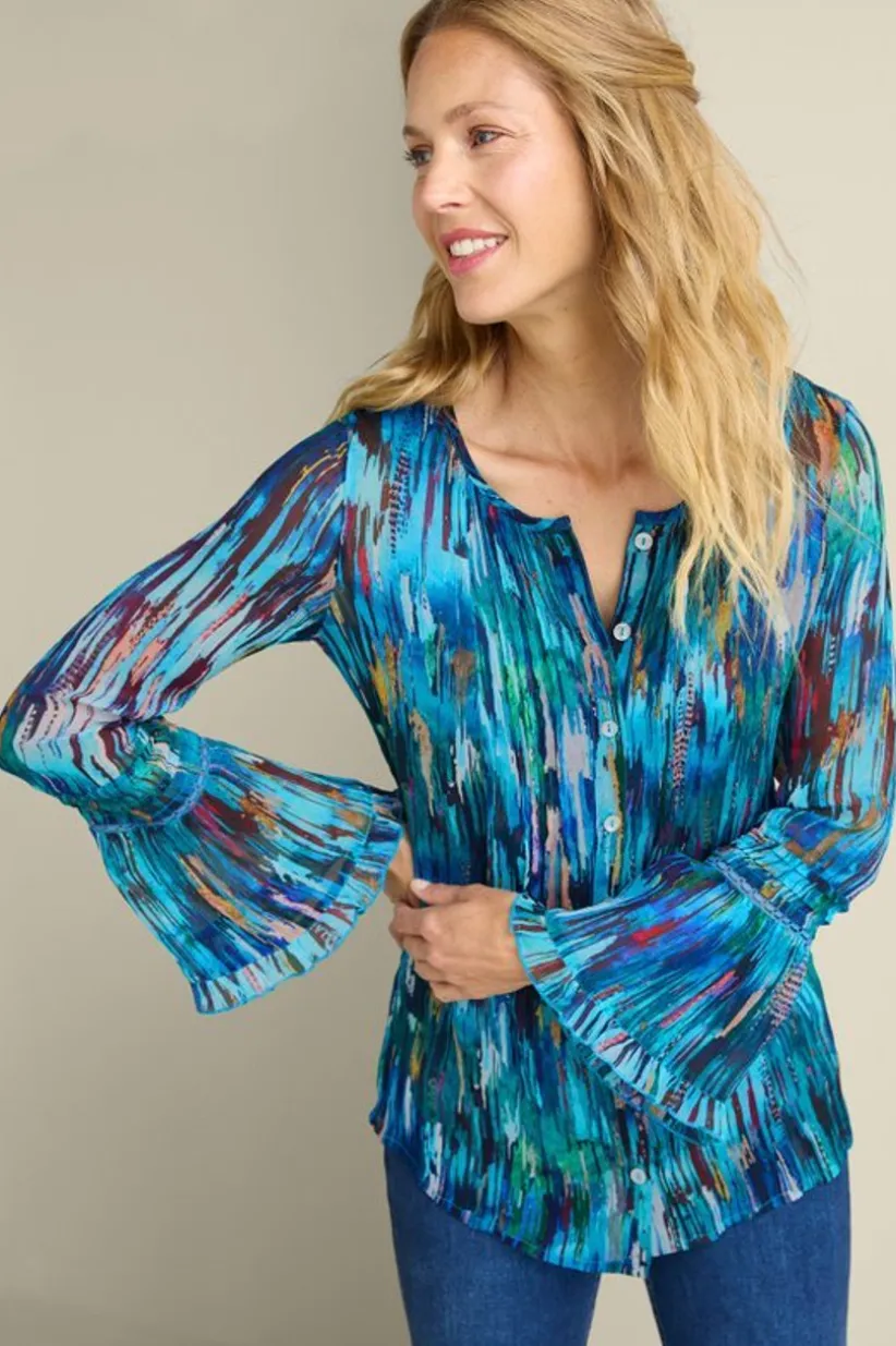 Soft Surroundings Amelie Top BlueAbstract Outlet