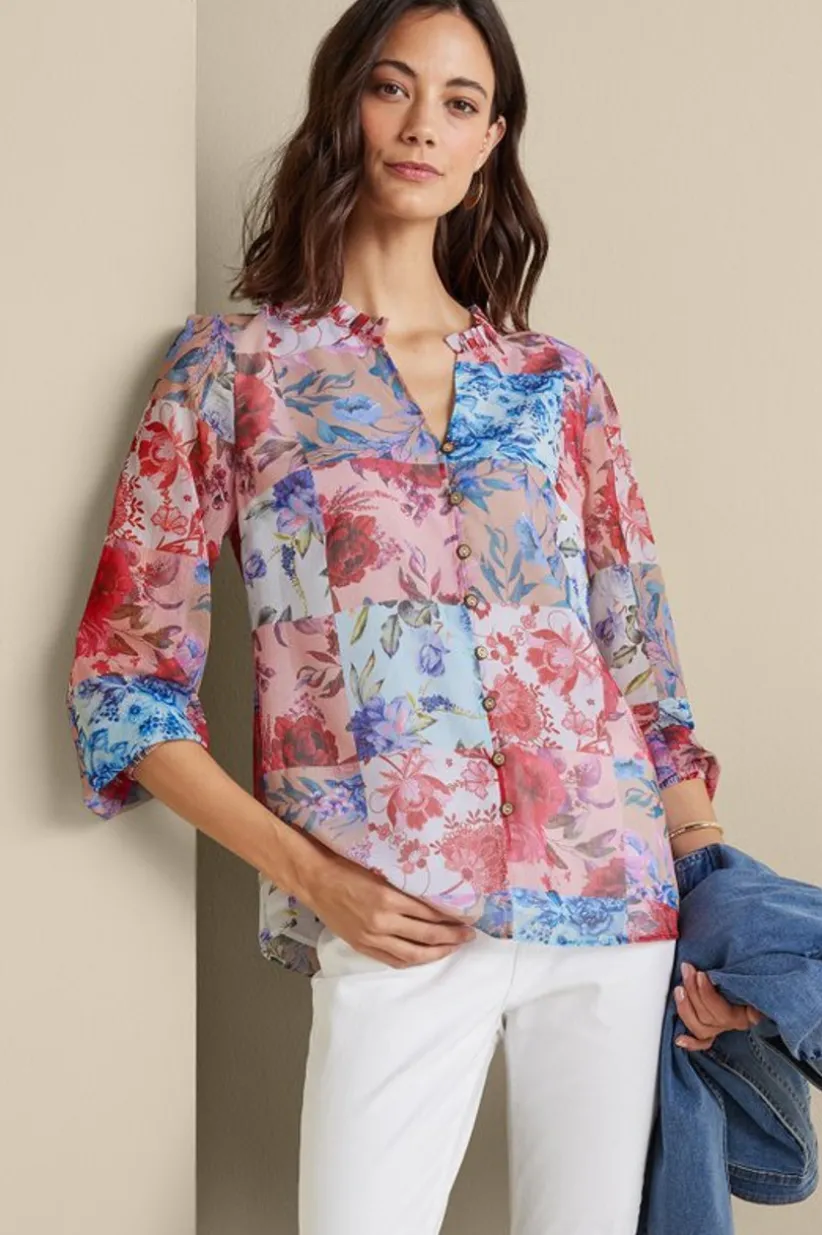 Soft Surroundings Anastasia Shirt ChrysanthemumFloral New