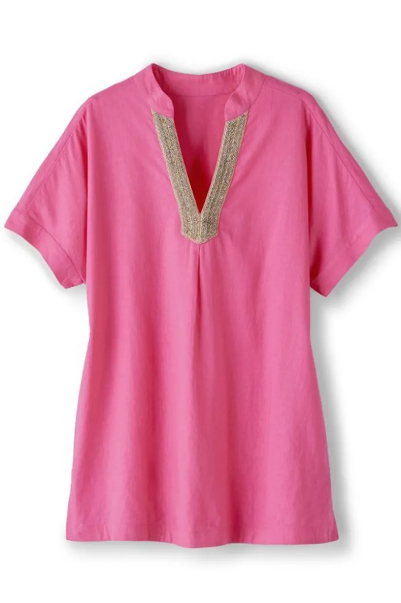 Soft Surroundings Annalise Linen Blend Tunic AzaleaPink Online