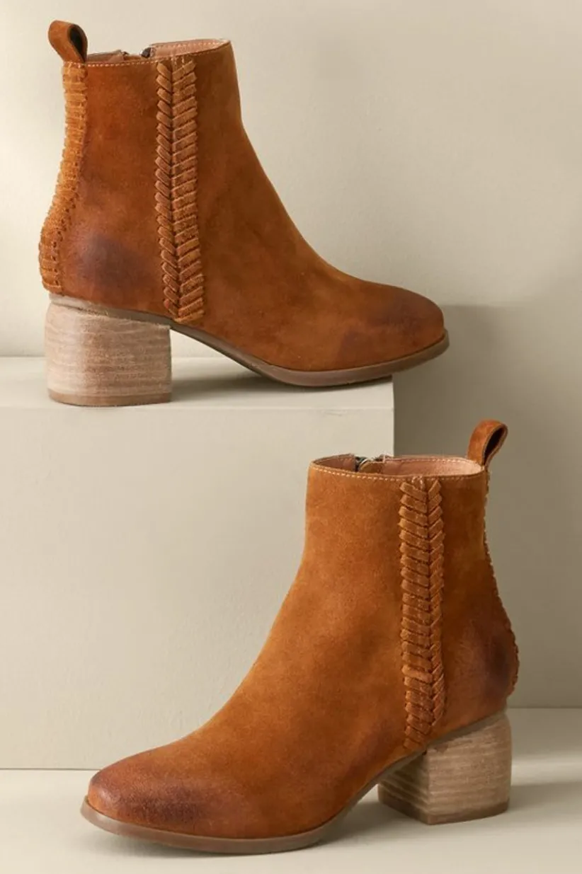 Soft Surroundings Antelope Nila Braid Bootie Cognac Flash Sale