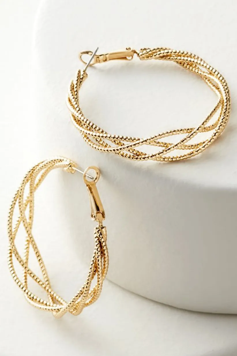 Soft Surroundings Aria Sparkle Hoops Earrings Gold Flash Sale