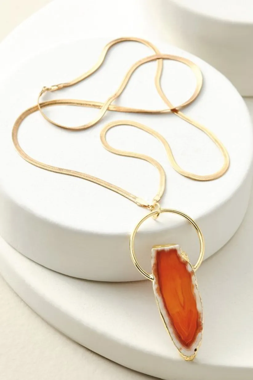 Soft Surroundings Arista Halo Pendant Necklace ScarletOrange Online