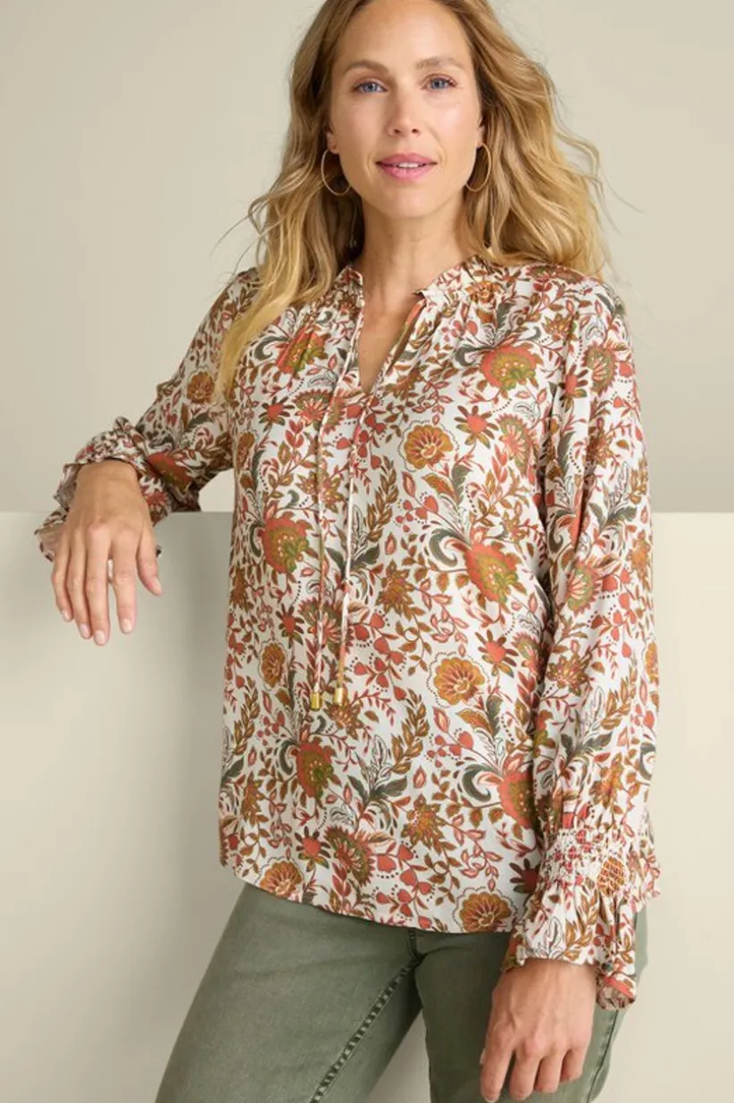 Soft Surroundings Asha Long Sleeve Top AutumnalGarden Sale