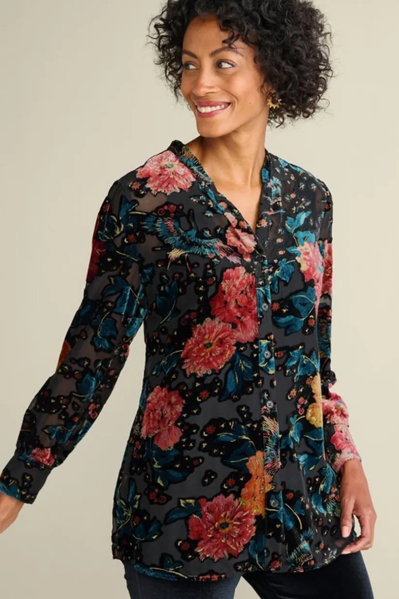 Soft Surroundings Autumn Velvet Tunic BlackMulti Outlet