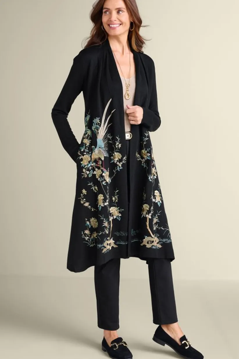 Soft Surroundings Ava Embroidered Cardigan Black Cheap