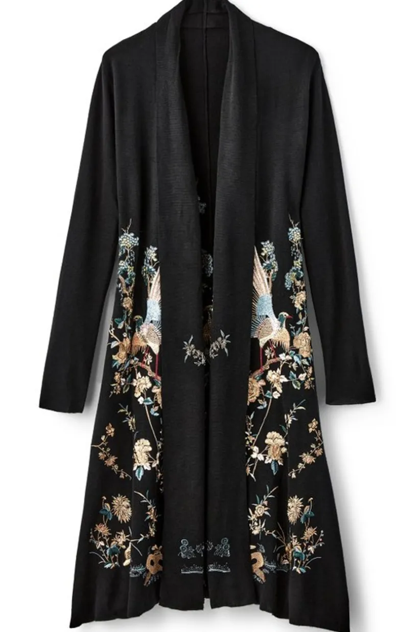 Soft Surroundings Ava Embroidered Cardigan Black Cheap