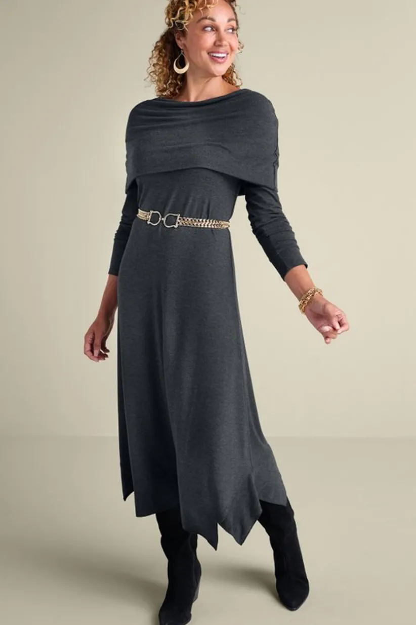 Soft Surroundings B'call Knit Midi Dress CharcoalHeather Fashion