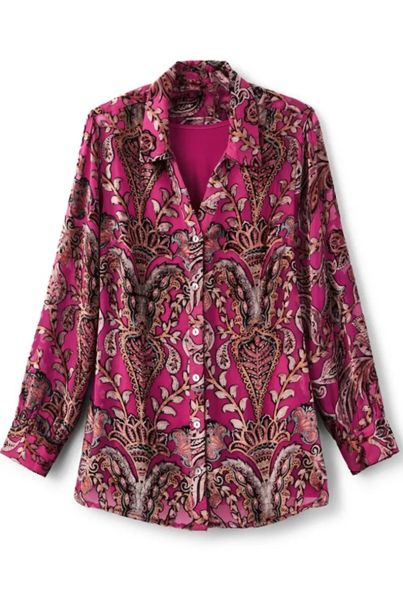 Soft Surroundings Bellarosa Velvet Tunic PinkScarfBurnout Best Sale