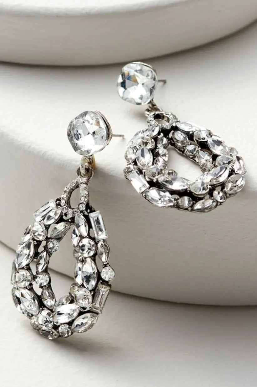 Soft Surroundings Belle Crystal Earrings Silver Hot