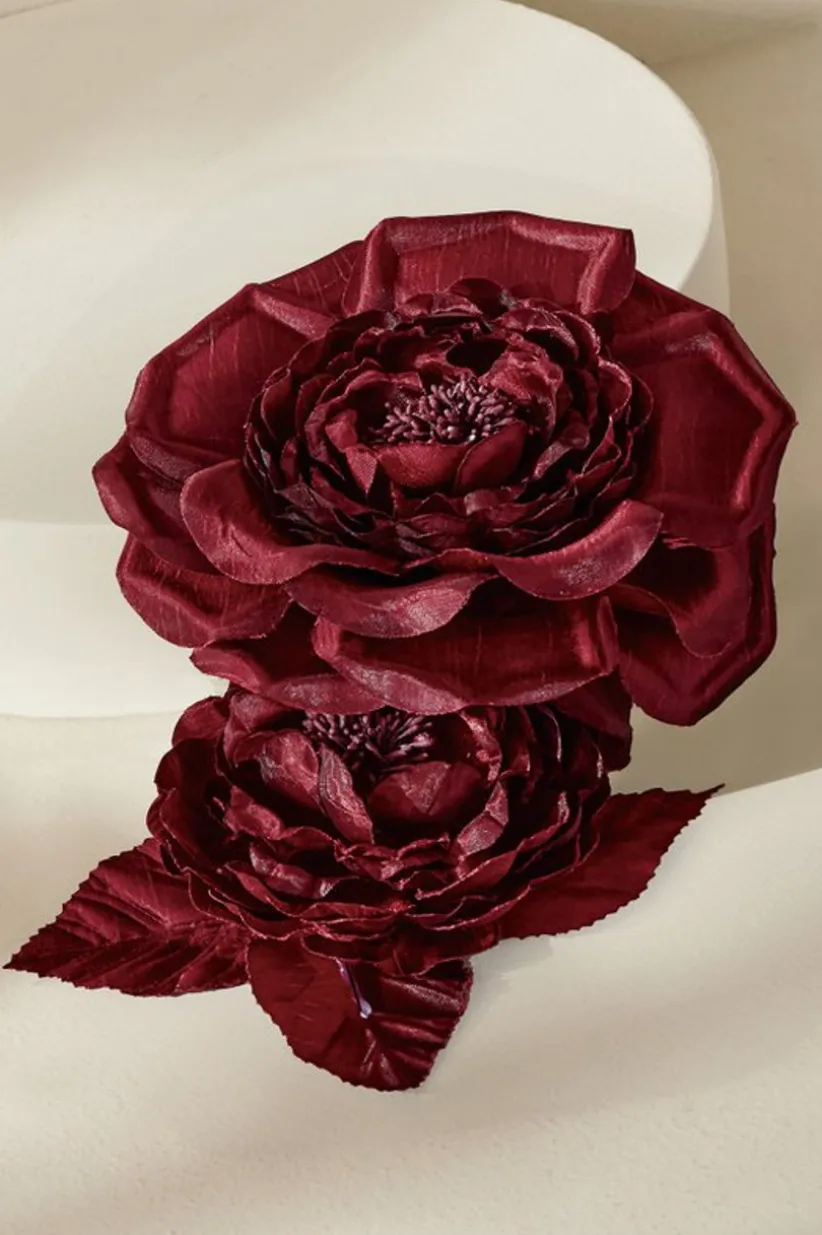 Soft Surroundings Bordeaux Blooms Pin Burgundy New