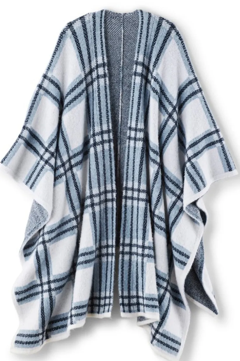 Soft Surroundings Braunwyn Plaid Wrap BlueWindowpanePlaid Shop