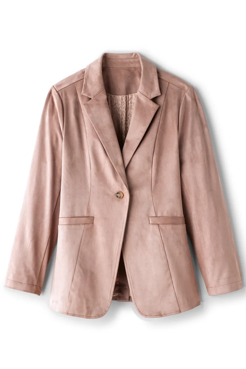 Soft Surroundings Breck Faux Suede Blazer Stone New