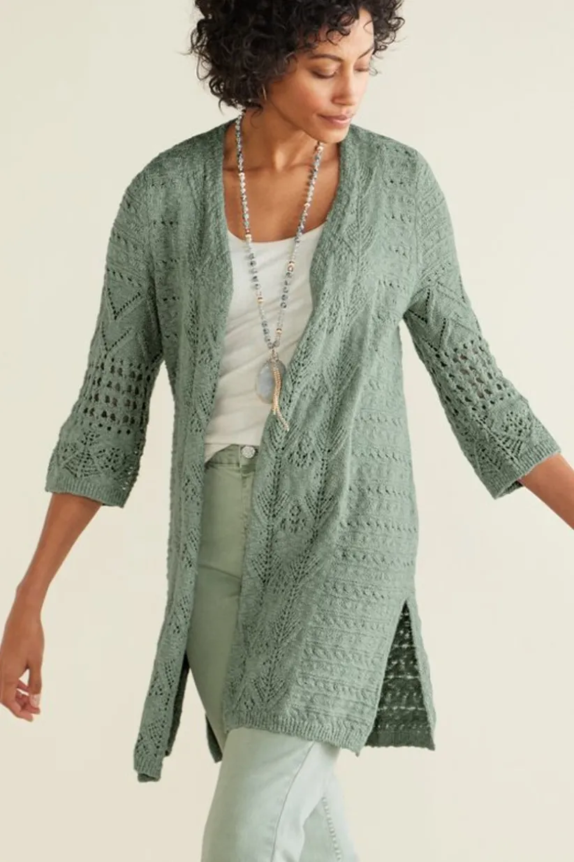 Soft Surroundings Calistoga Pointelle Cardigan GreenMilieu Store