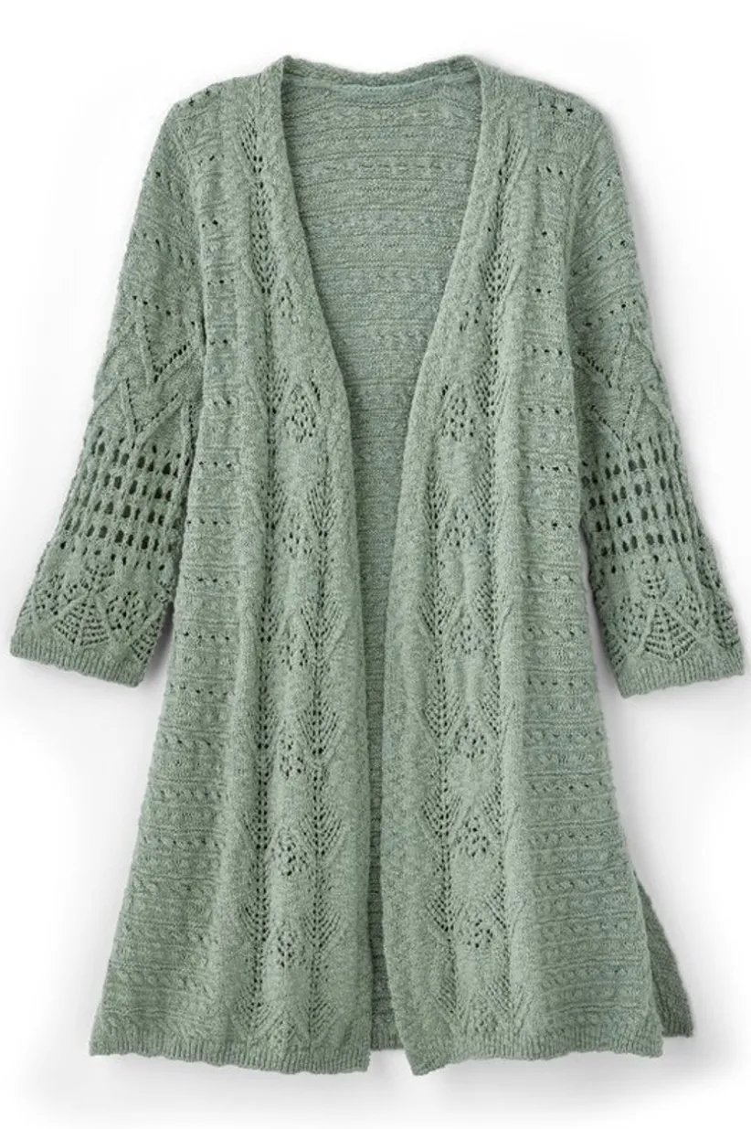 Soft Surroundings Calistoga Pointelle Cardigan GreenMilieu Store