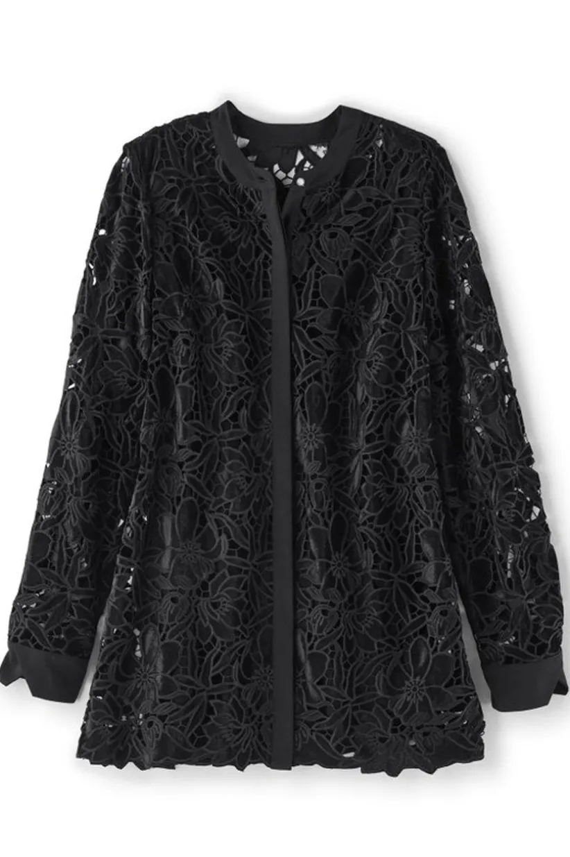 Soft Surroundings Candace Velvet Lace Tunic Black Outlet