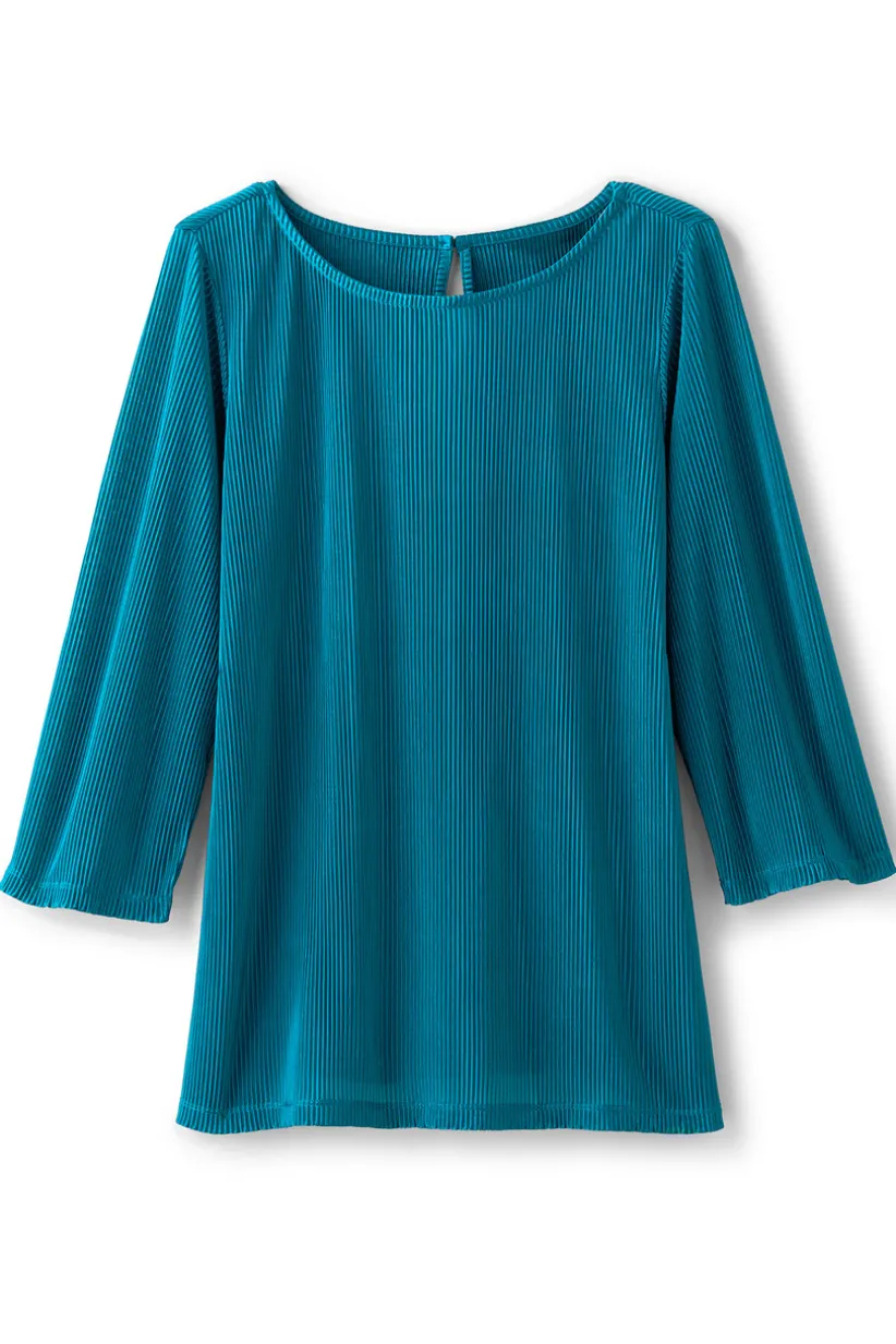 Soft Surroundings Cella Plisse Tunic DeepLagoon Clearance