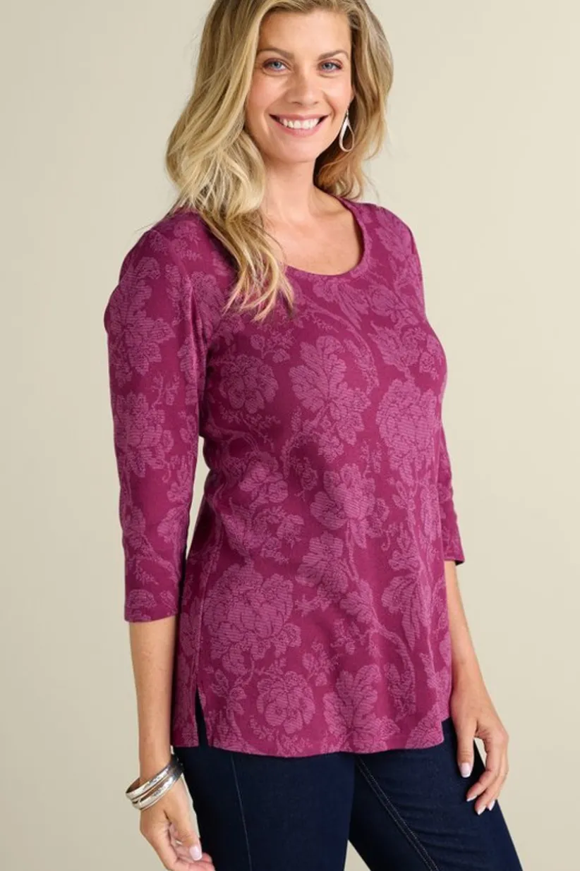 Soft Surroundings Clarette Jacquard 3/4 Sleeve Tunic SilhouetteFloral Online