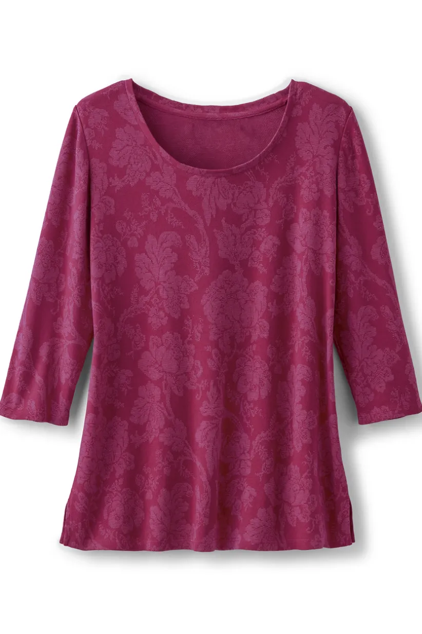 Soft Surroundings Clarette Jacquard 3/4 Sleeve Tunic SilhouetteFloral Online