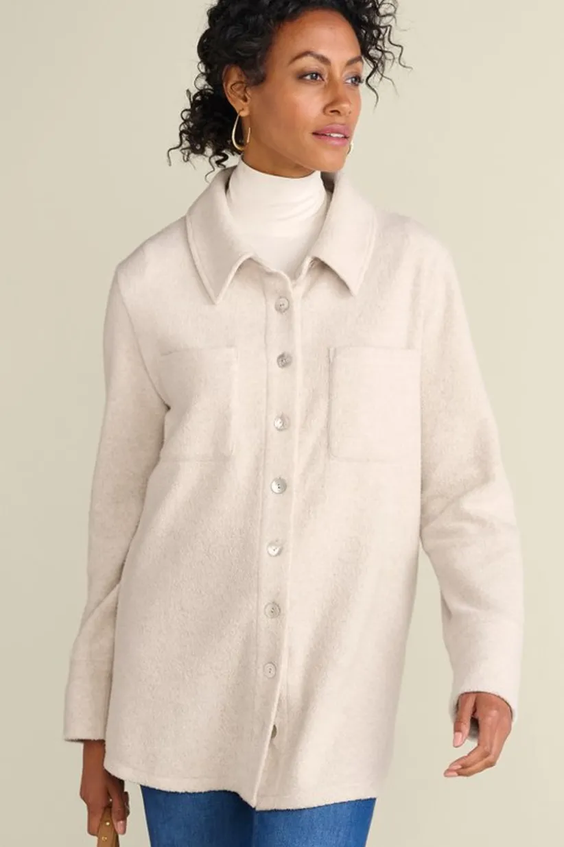 Soft Surroundings Cozy Boyfriend Shirt SoftTaupeHeather Hot