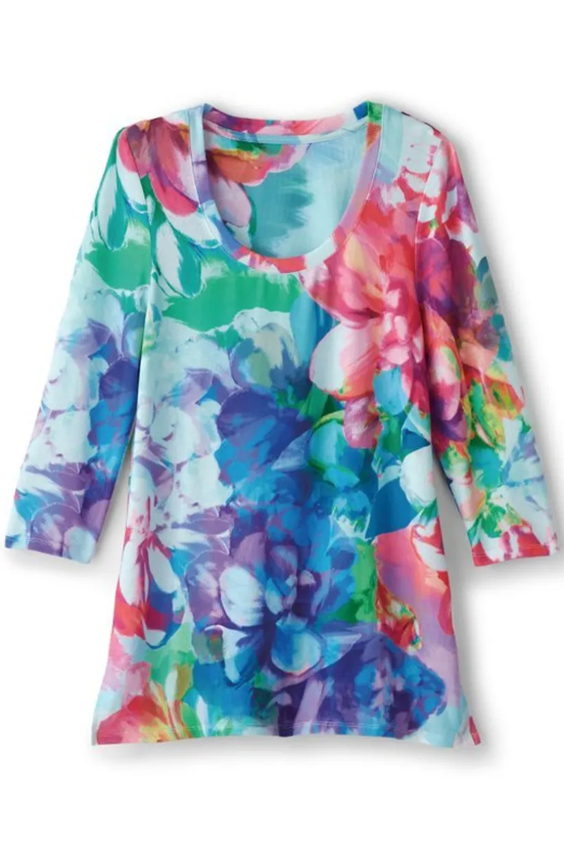 Soft Surroundings Darcy Tunic PinkSpringFloral Outlet