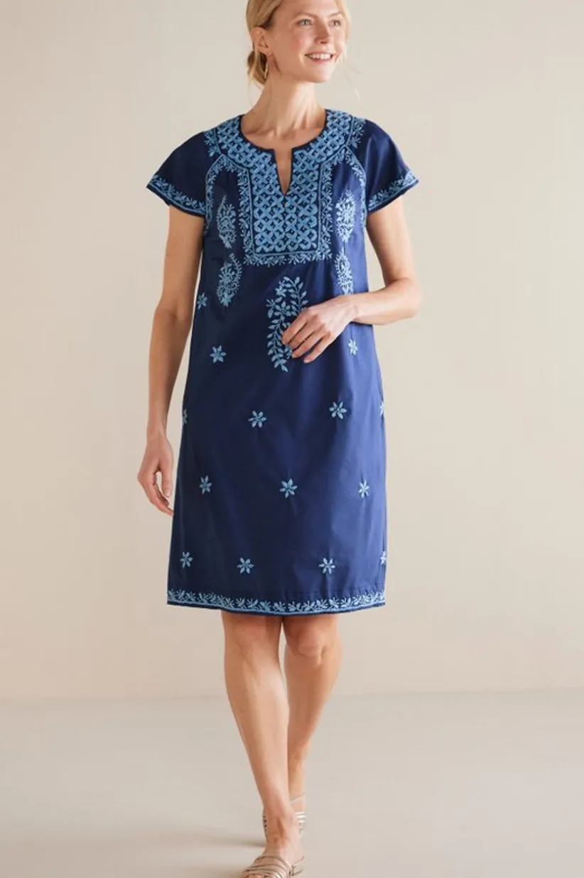 Soft Surroundings Davina Short Dress Navy Discount