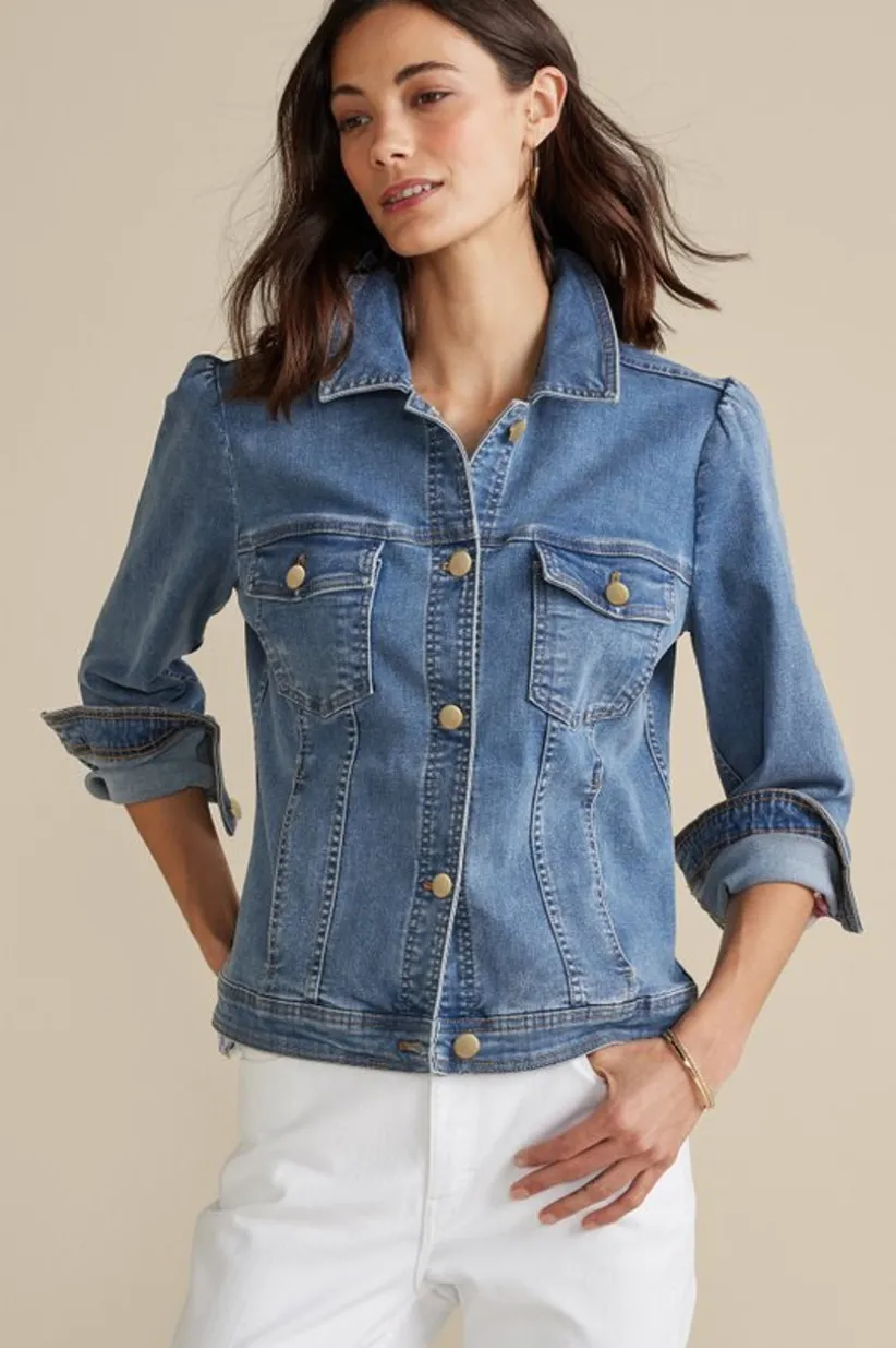 Soft Surroundings Diana Shapely Denim Jacket Discount