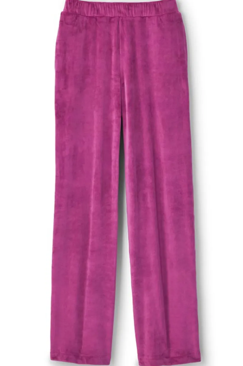 Soft Surroundings Dixie Velour Wide Leg Pants Boysenberry New