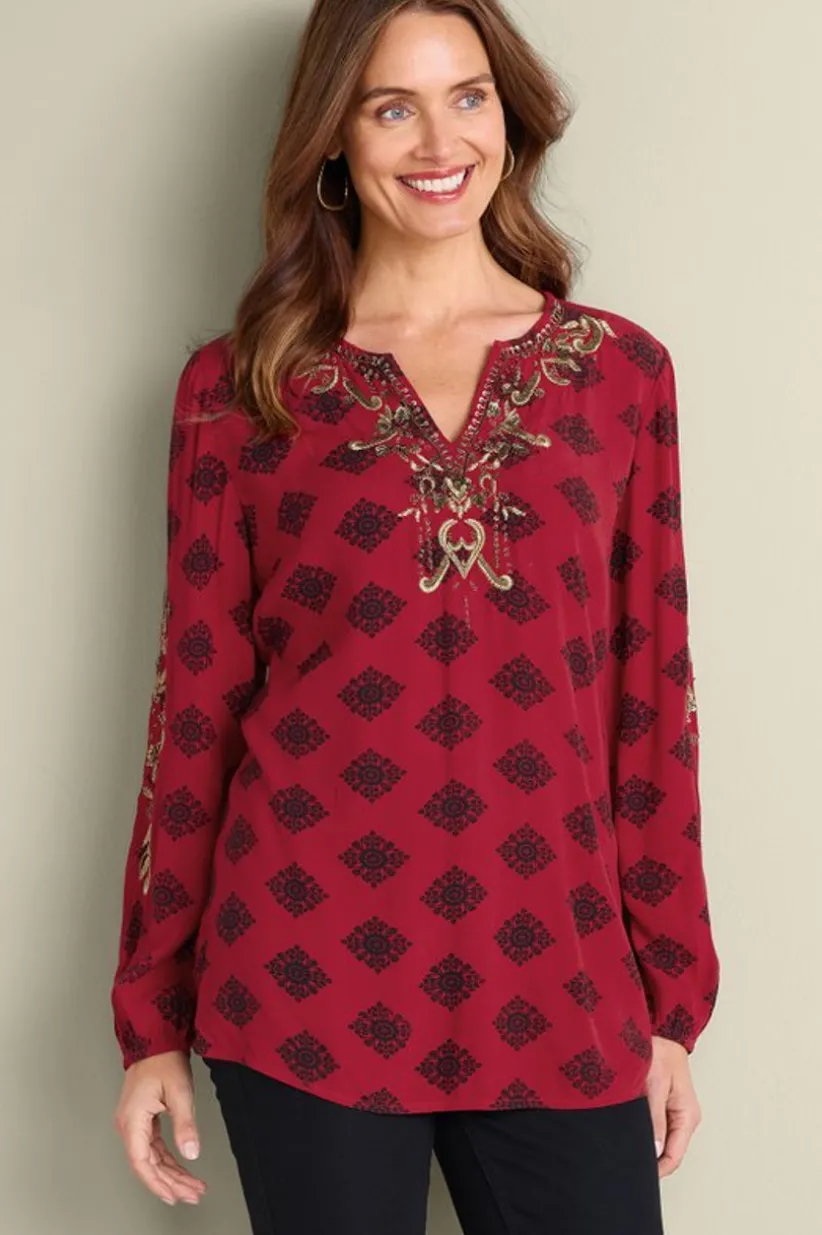 Soft Surroundings Eboni Embellished Tunic DitsyFoulard Cheap