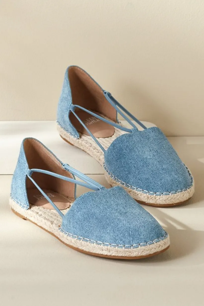 Soft Surroundings Eileen Fisher Lee Denim Stretch Espadrille DenimBlue New