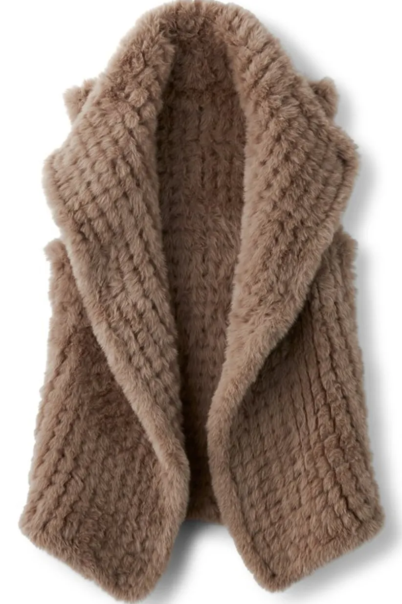 Soft Surroundings Faux Fur Draped Vest Taupe Outlet