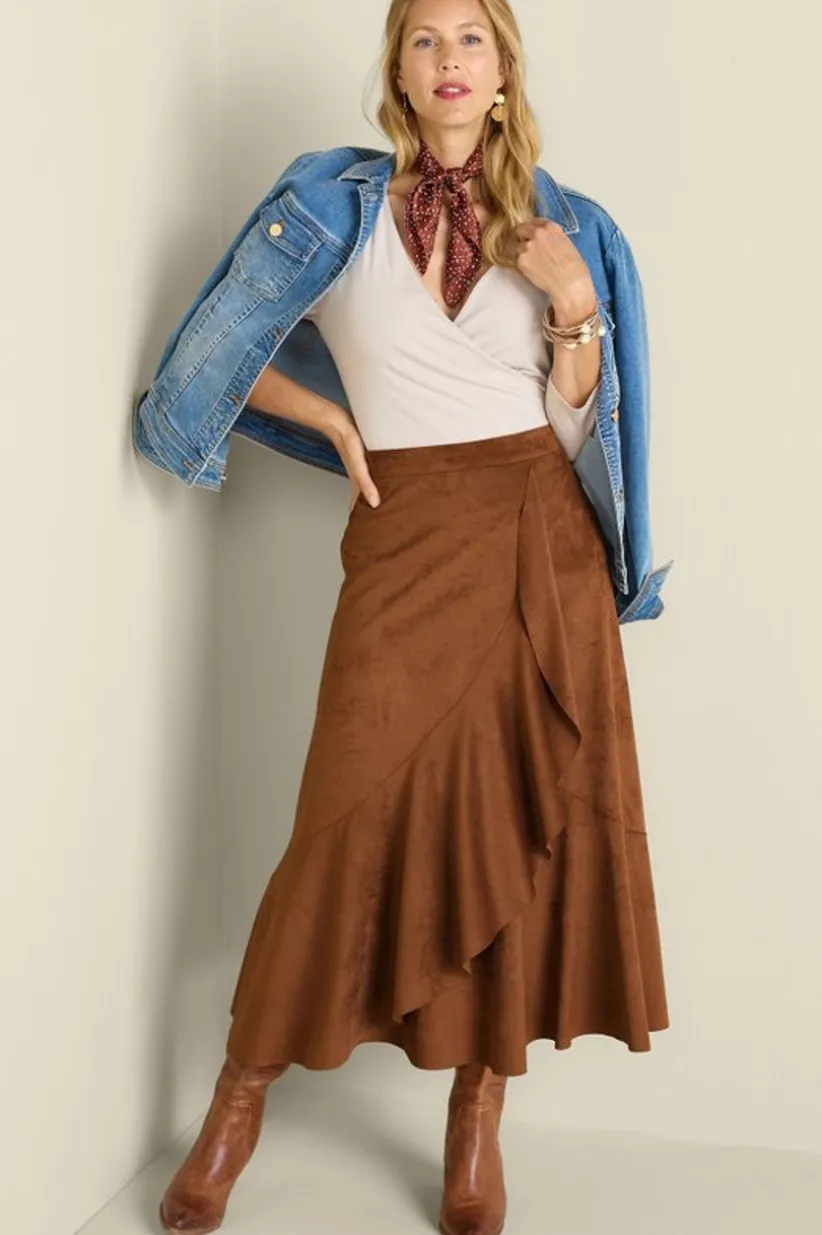 Soft Surroundings Faux Suede Skirt Saddle Online