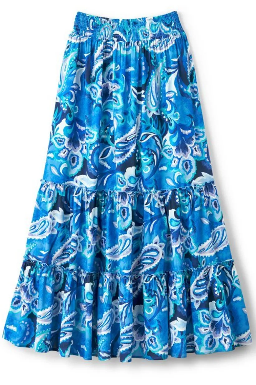 Soft Surroundings Feyre Maxi Skirt IslandSunPaisleyBlue Outlet