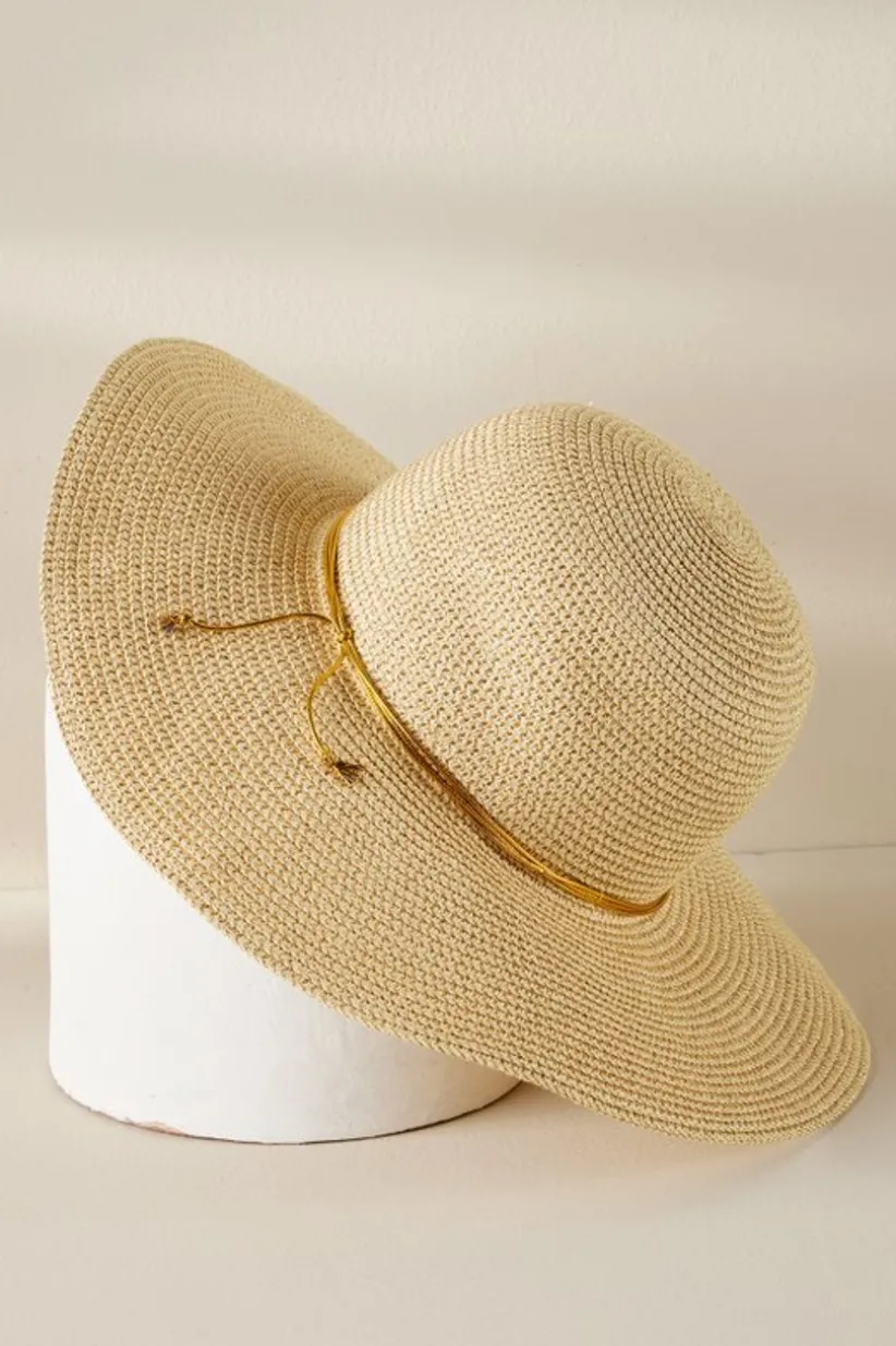 Soft Surroundings Golda Floppy Hat Natural/Gold Fashion