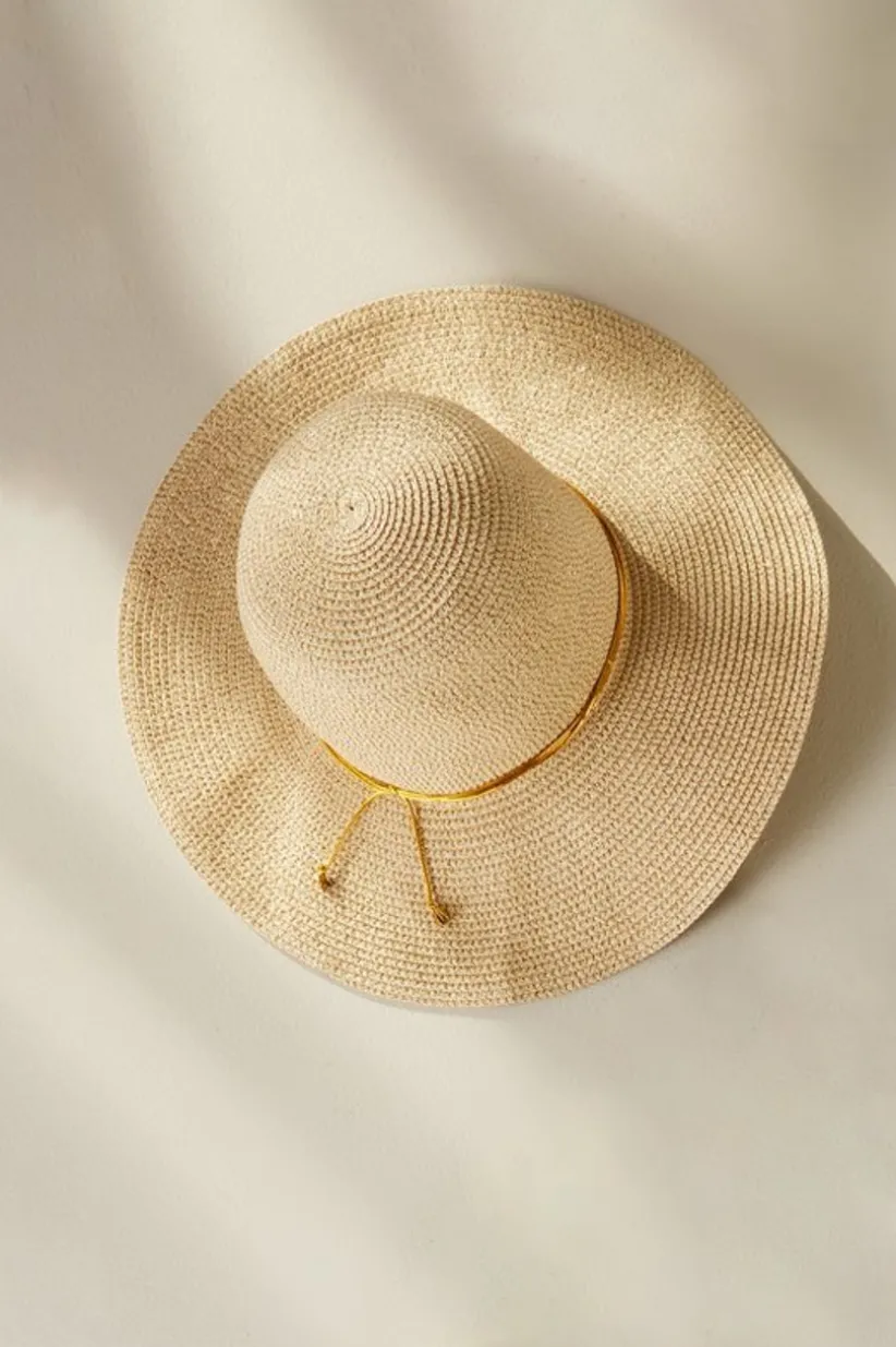 Soft Surroundings Golda Floppy Hat Natural/Gold Fashion