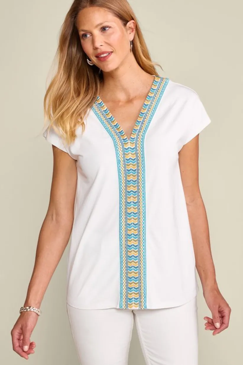 Soft Surroundings Izabel Embroidered Tee White Best