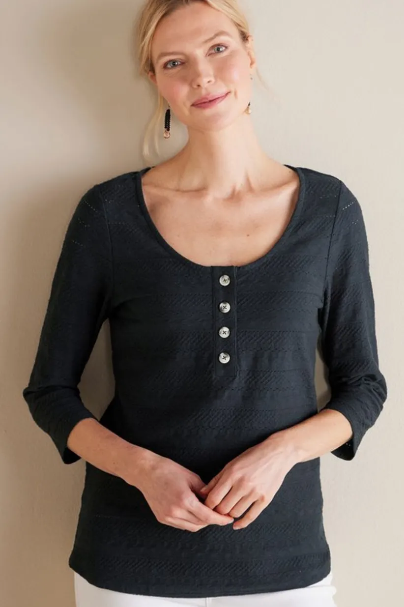 Soft Surroundings Jude Textured Top Black Clearance