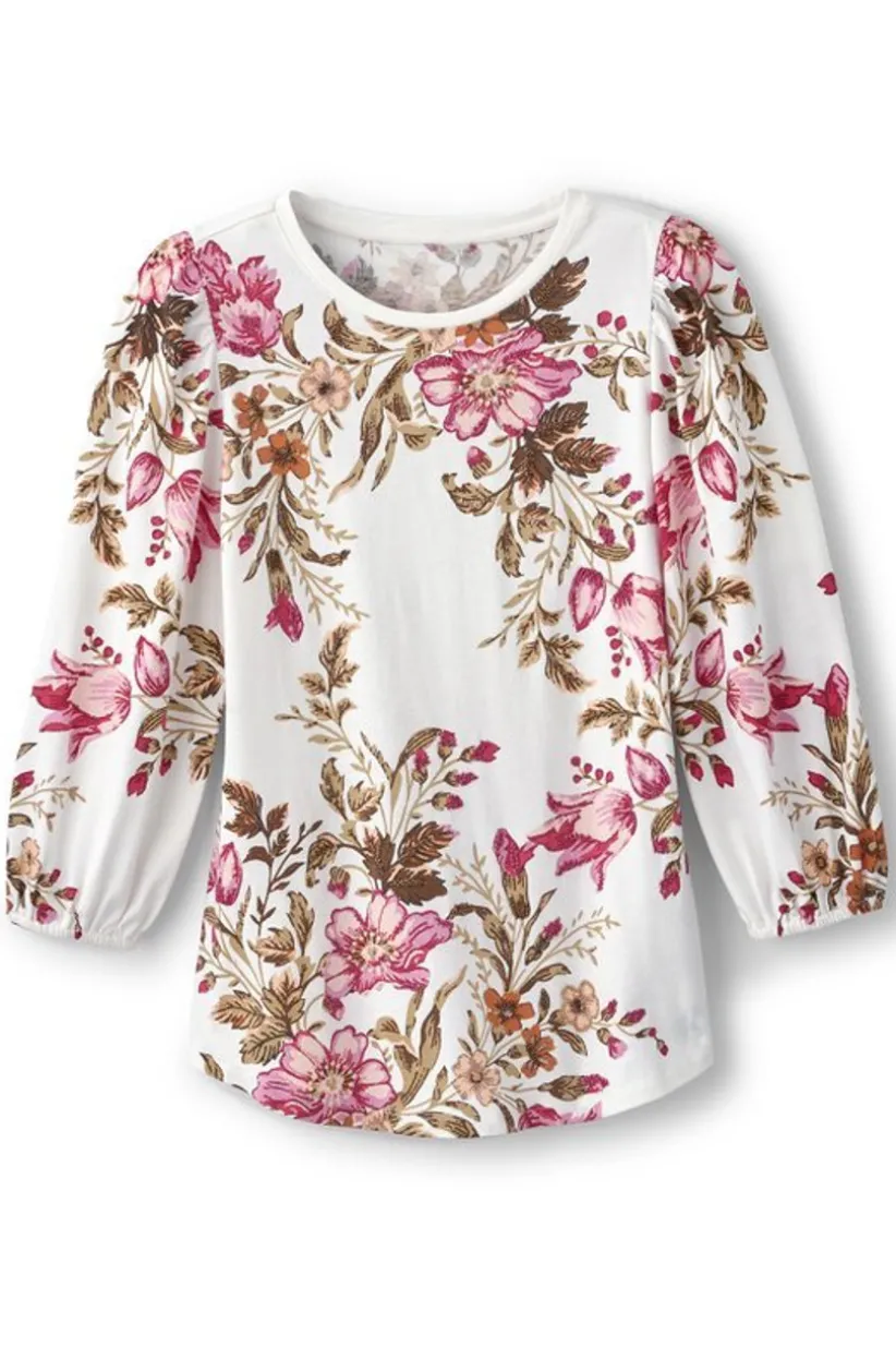 Soft Surroundings Lesley Printed Top PainterlyPeonyFlowers Fashion