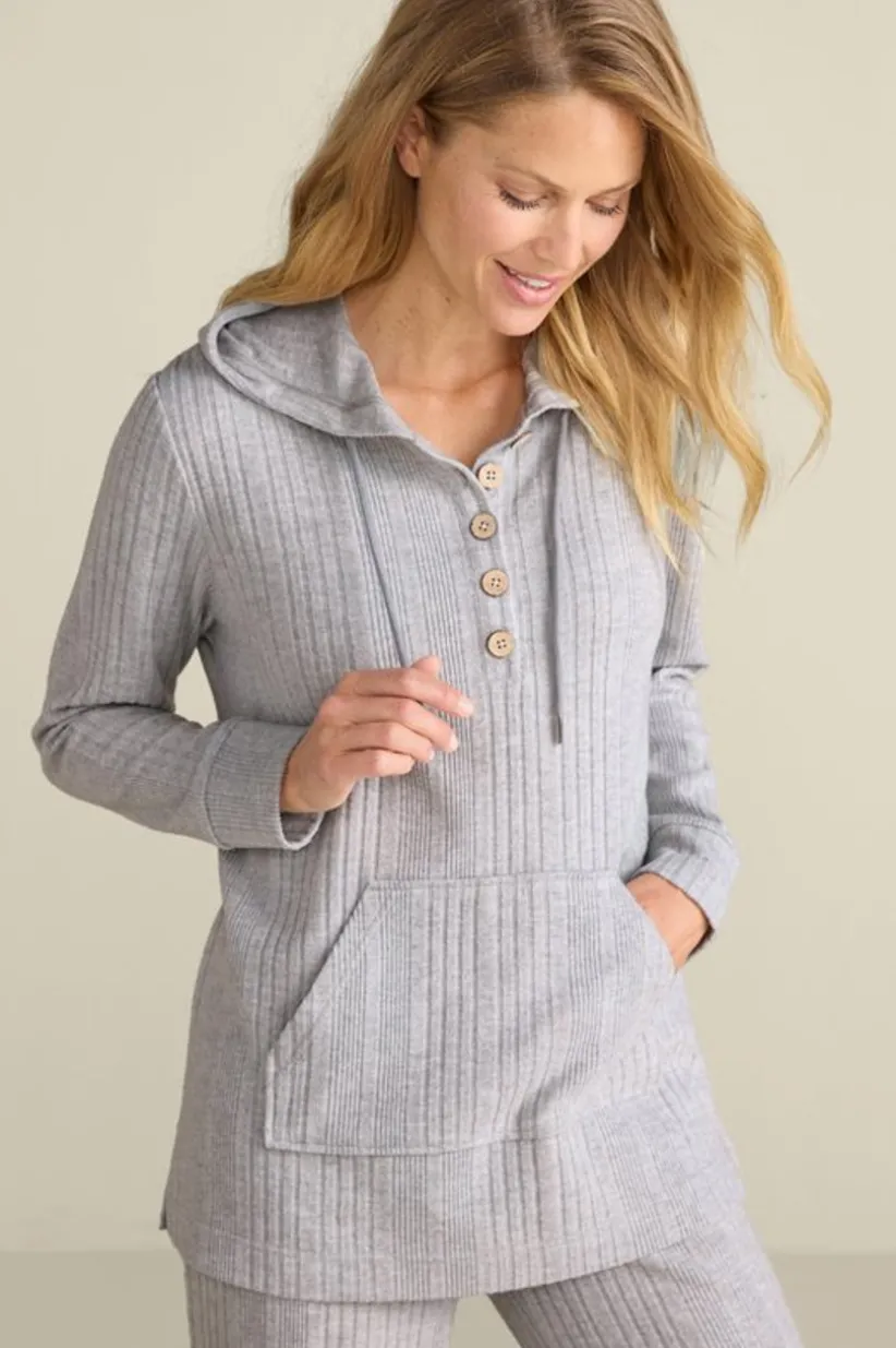 Soft Surroundings Loungy Lover Hoodie HeatherGrey New