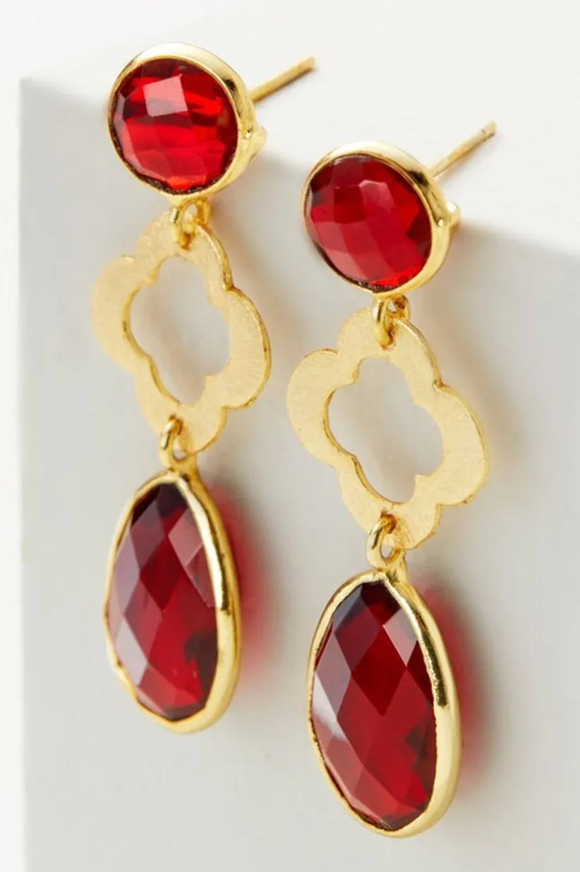 Soft Surroundings Luiza Drop Earrings Garnet Online