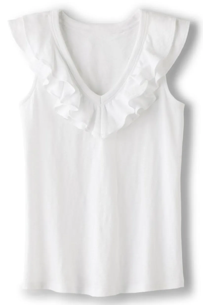 Soft Surroundings Marybeth Ruffle Tank AmericanBeauty Clearance