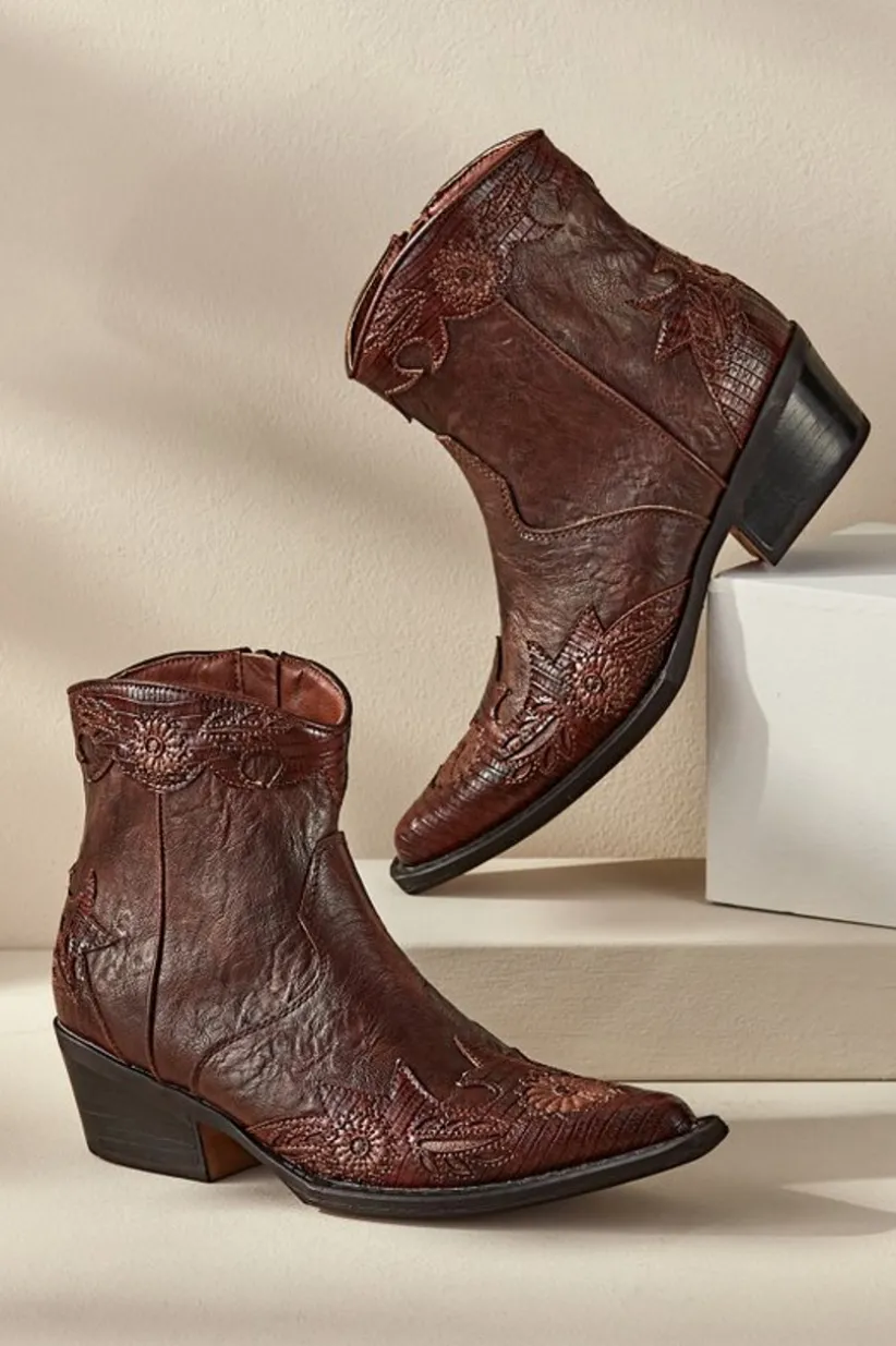 Soft Surroundings Matisse Savanna Embossed Bootie Brown Cheap