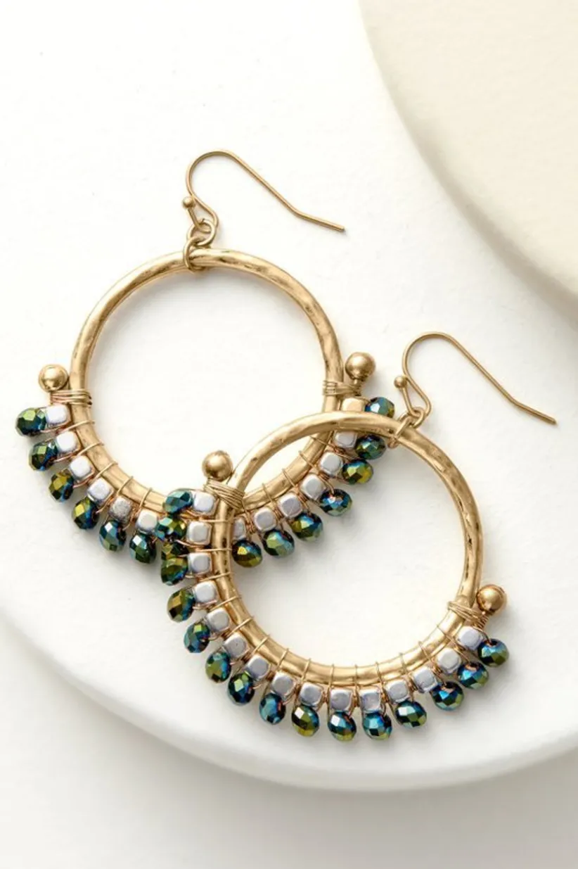 Soft Surroundings Phoebe Beads Hoop Earrings Gold Outlet