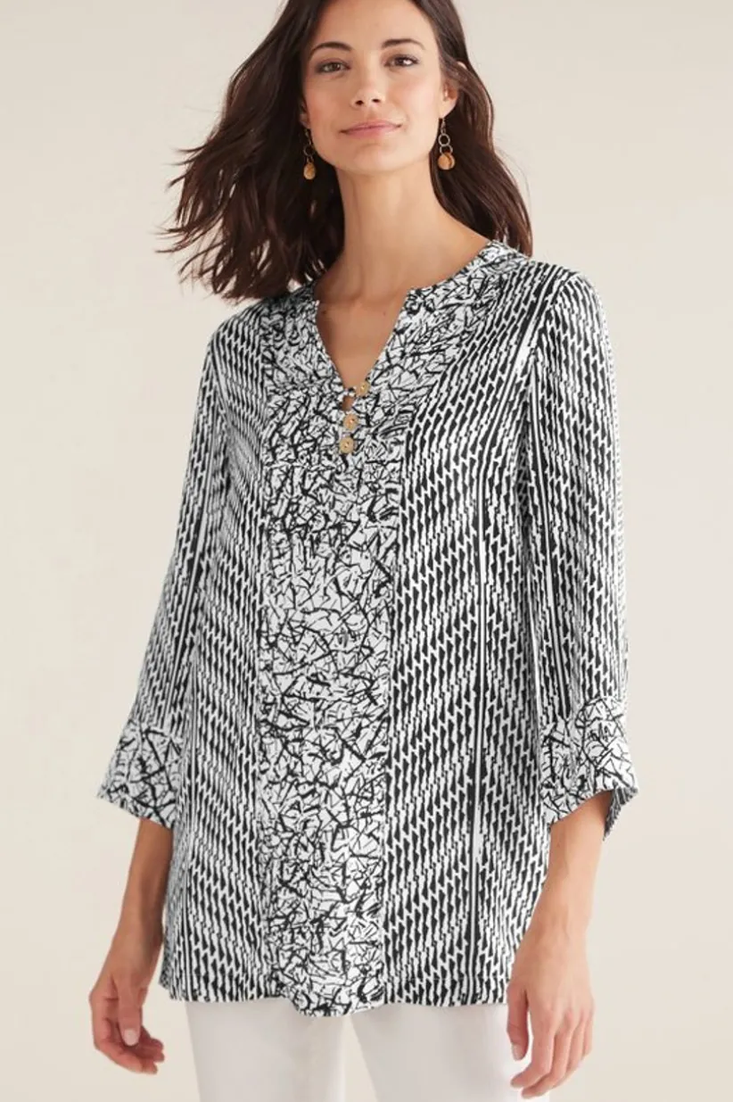 Soft Surroundings Ravello Top Black/WhiteAbstract Fashion