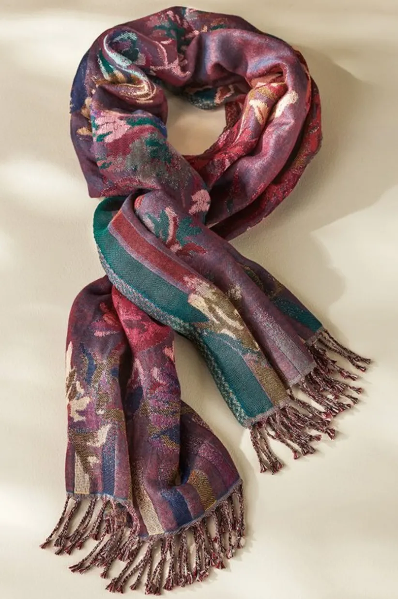 Soft Surroundings Rosy Reversible Scarf Multi Hot