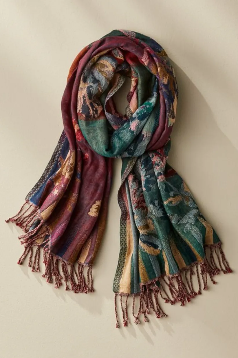 Soft Surroundings Rosy Reversible Scarf Multi Hot