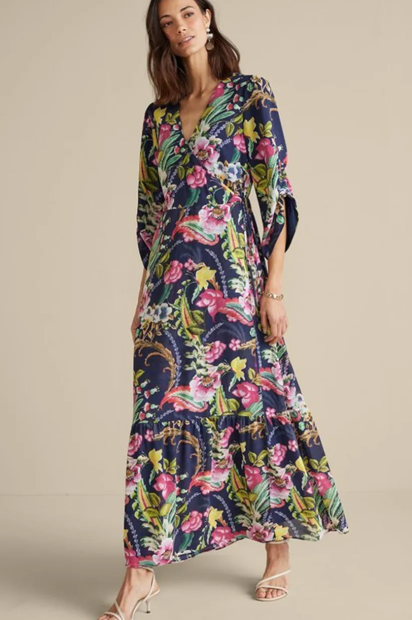 Soft Surroundings Samantha Maxi Dress NavyPaisley Outlet